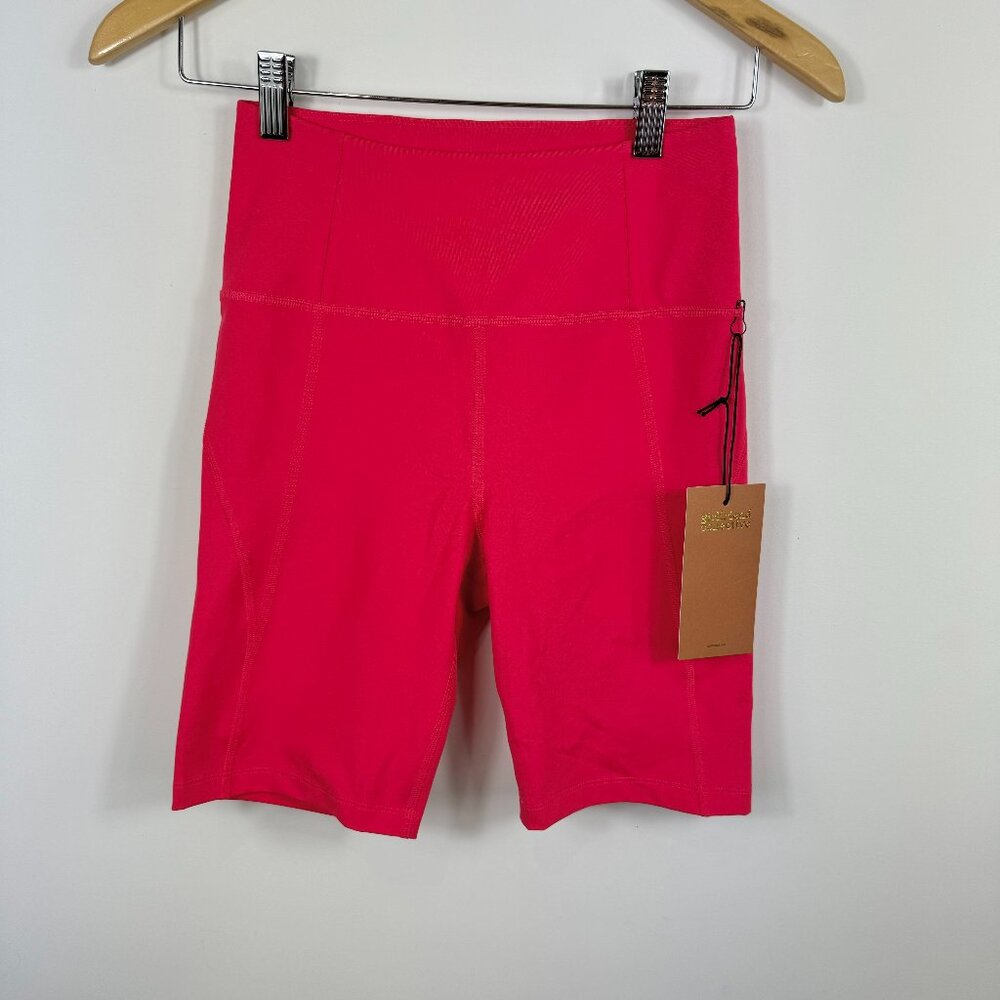 Girlfriend Collective High Rise Bike Short Cherry Pink Size S NWT